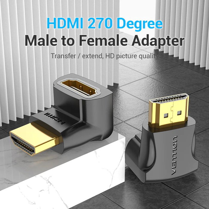 Vention Adaptador HDMI 4K 270º Macho a Hembra Negro Vention Adaptador HDMI 4K 270º Macho a Hembra Negro